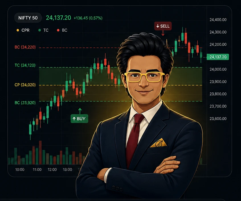 SharmaShares mentor with market chart